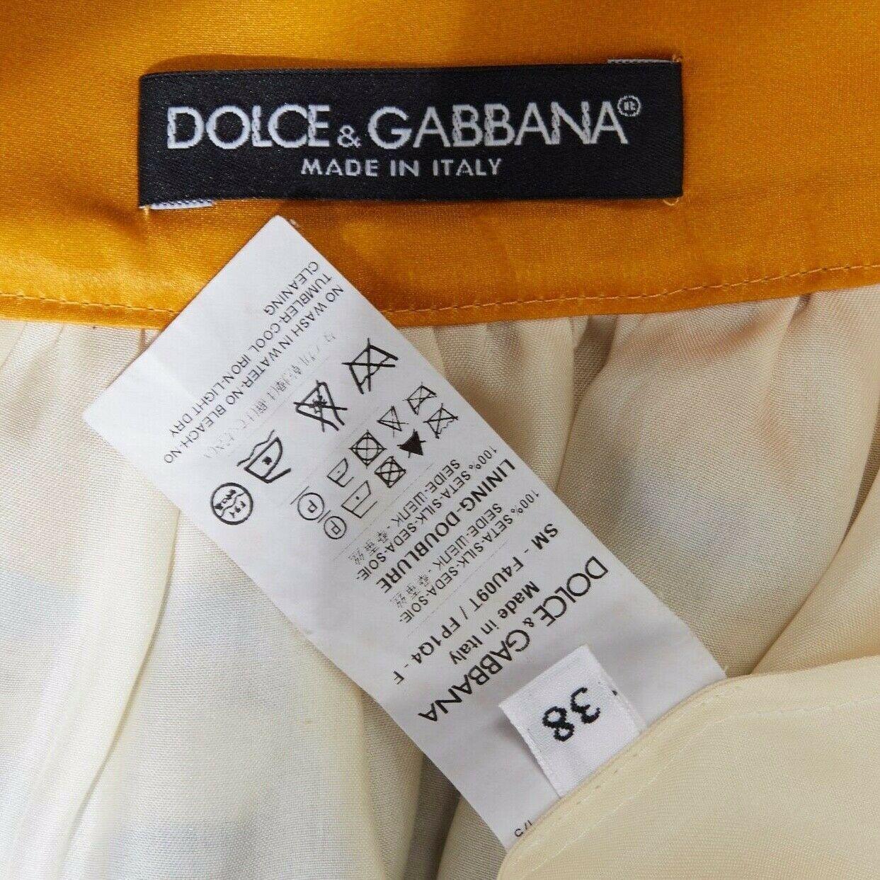 DOLCE GABBANA 100% silk blue yellow Majolica roman print flare skirt IT38 XS 4