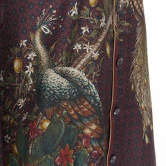 DOLCE GABBANA 100% silk burgundy geometric peacock lemon tree print shirt EU39 M