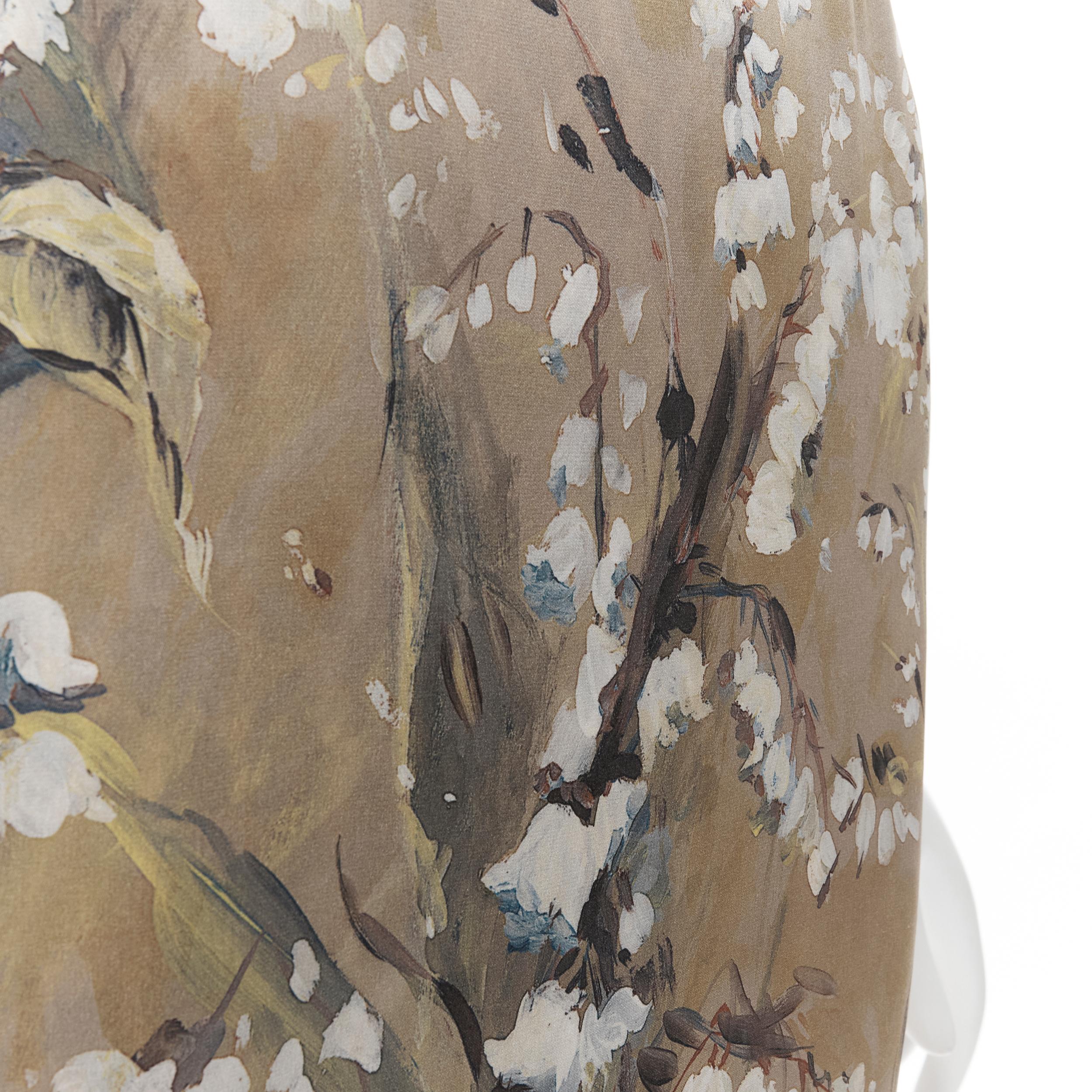DOLCE GABBANA 100% silk floral painting print silk wrap draped dress IT40 XS 5