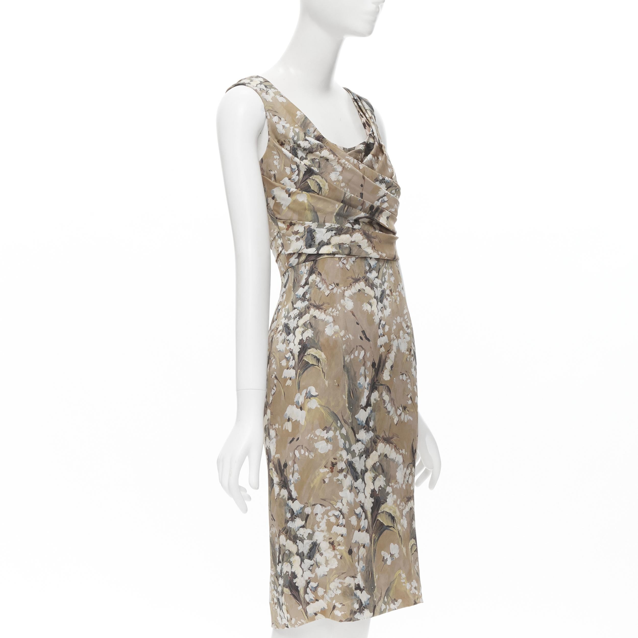 DOLCE GABBANA 100% silk floral painting print silk wrap draped dress IT40 XS In Excellent Condition In Hong Kong, NT