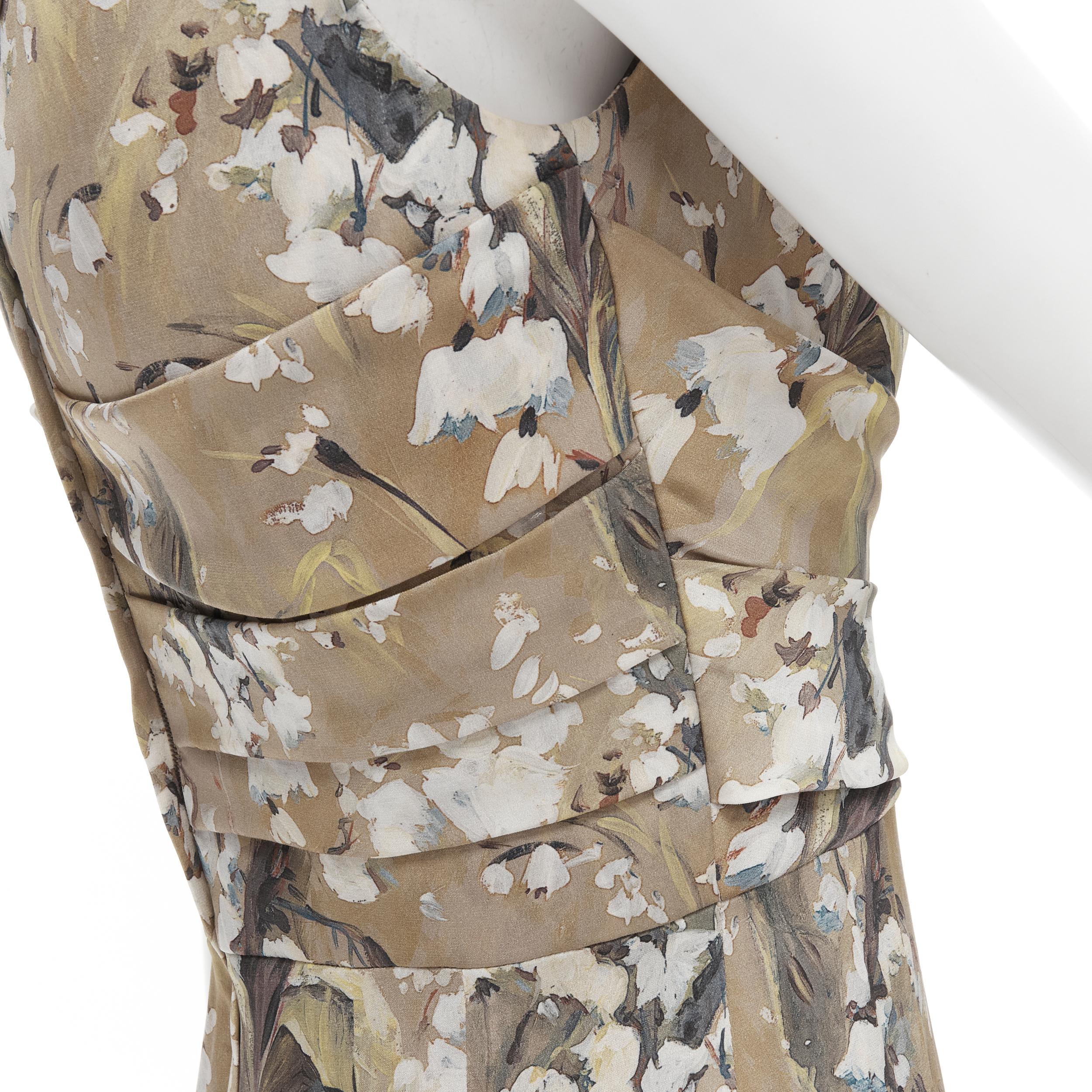 DOLCE GABBANA 100% silk floral painting print silk wrap draped dress IT40 XS 2