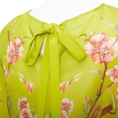 DOLCE GABBANA 100% silk green pink blossom print half sleeve blouse IT40 S