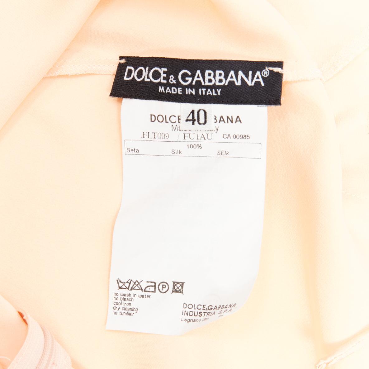 DOLCE GABBANA 100% silk nude lace trim spaghetti strap slip dress IT40 S For Sale 5