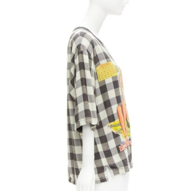 DOLCE & Gabbana 100% seta pinup girl stampa a scacchi tshirt boxy top IT44 L In condizioni ottime in vendita a Hong Kong, NT