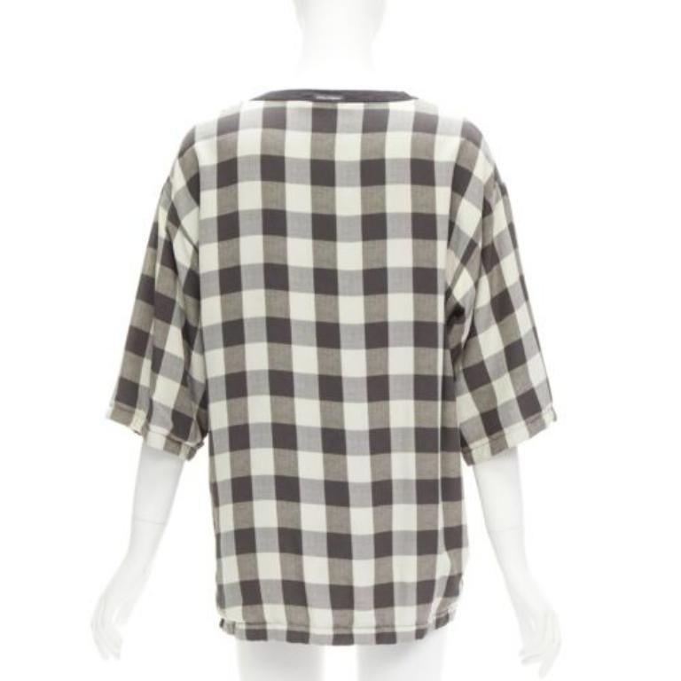 Donna DOLCE & Gabbana 100% seta pinup girl stampa a scacchi tshirt boxy top IT44 L in vendita