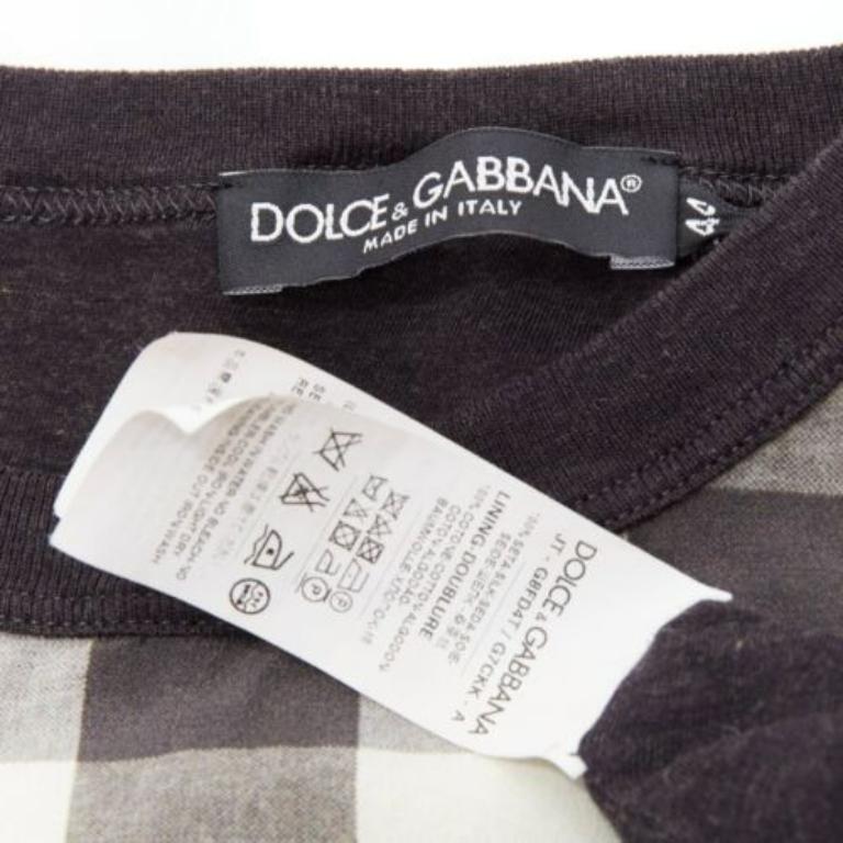 DOLCE & Gabbana 100% seta pinup girl stampa a scacchi tshirt boxy top IT44 L in vendita 3