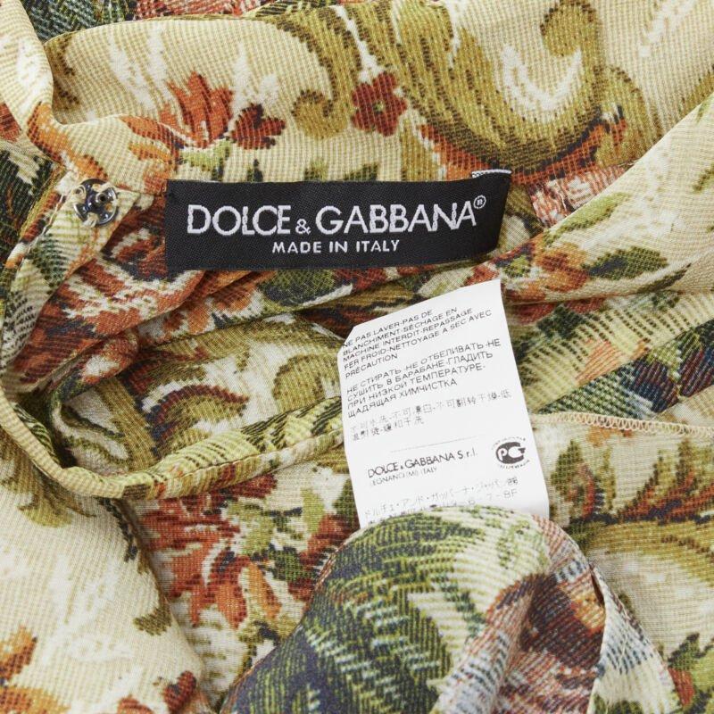 DOLCE GABBANA 100% silk tapestry floral print tie neck blouse top shirt IT36 XS For Sale 6