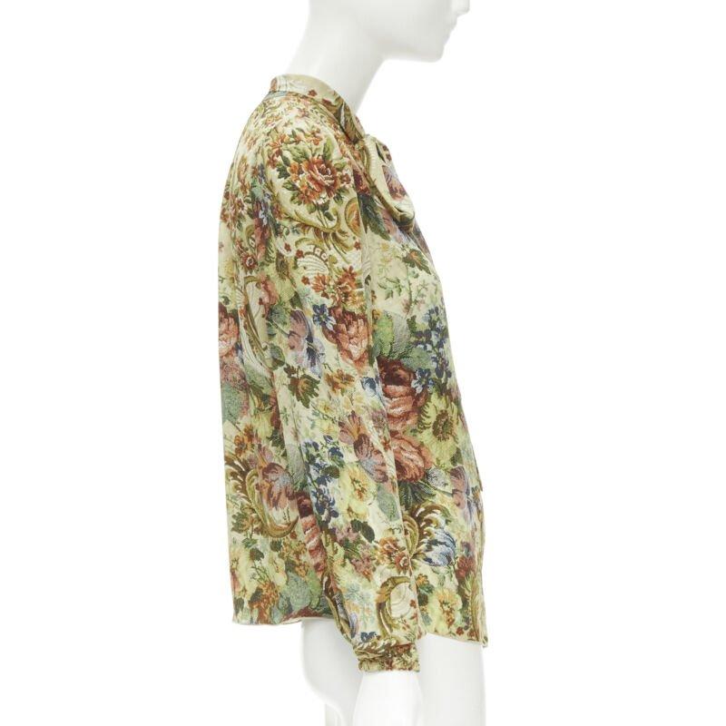 DOLCE GABBANA 100% silk tapestry floral print tie neck blouse top shirt IT36 XS In Excellent Condition For Sale In Hong Kong, NT
