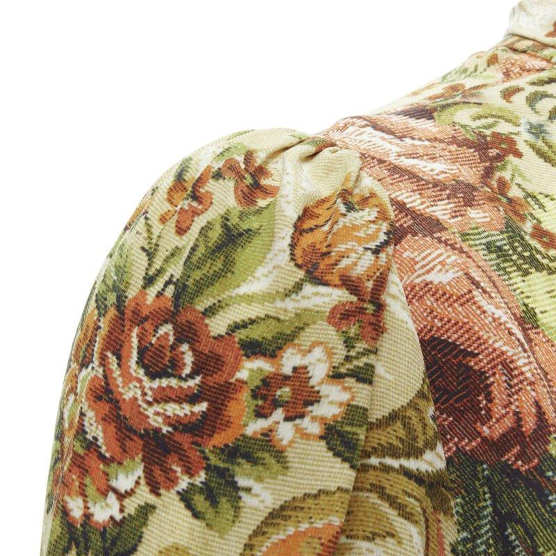 DOLCE GABBANA 100% silk tapestry floral print tie neck blouse top shirt IT36 XS For Sale 3