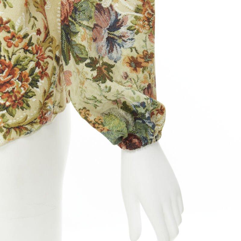 DOLCE GABBANA 100% silk tapestry floral print tie neck blouse top shirt IT36 XS For Sale 4