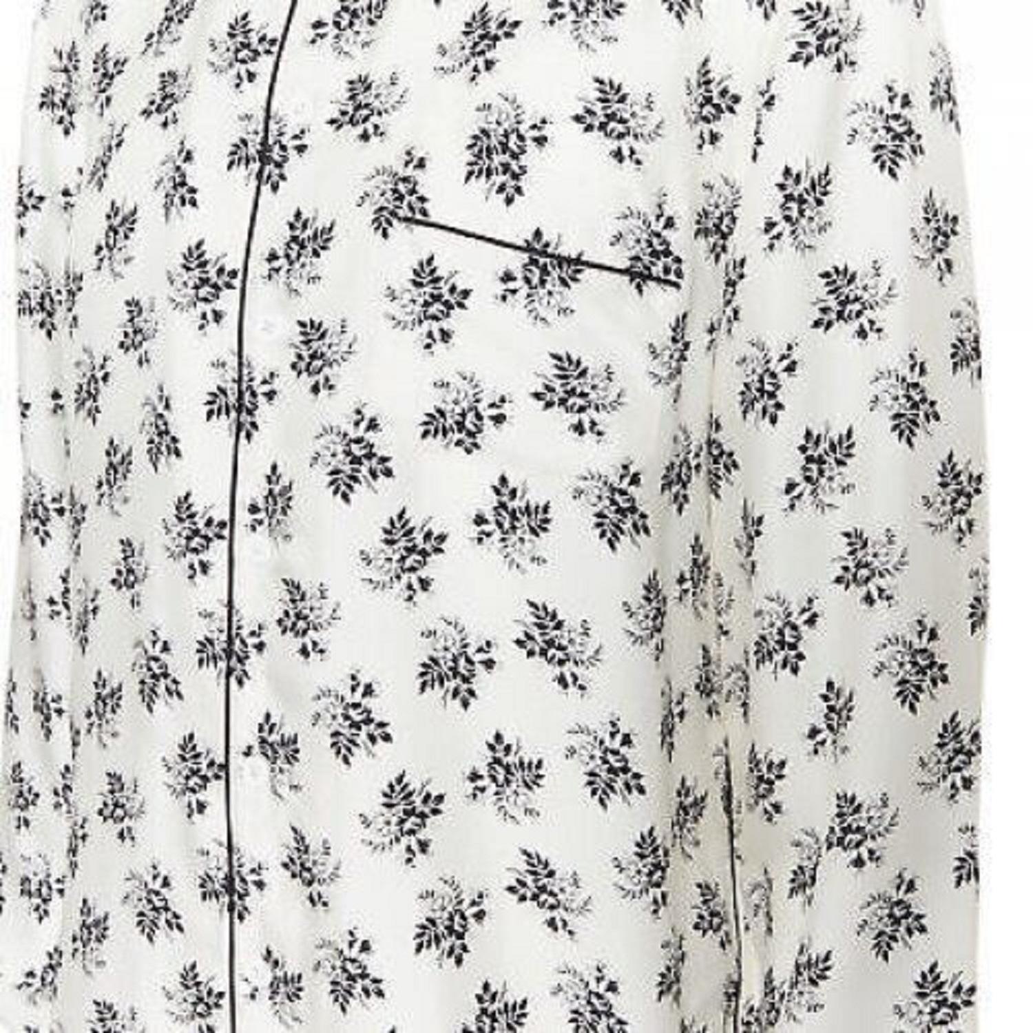 DOLCE GABBANA 100% silk white floral silk print pajama collar casual shirt IT4 M For Sale 2
