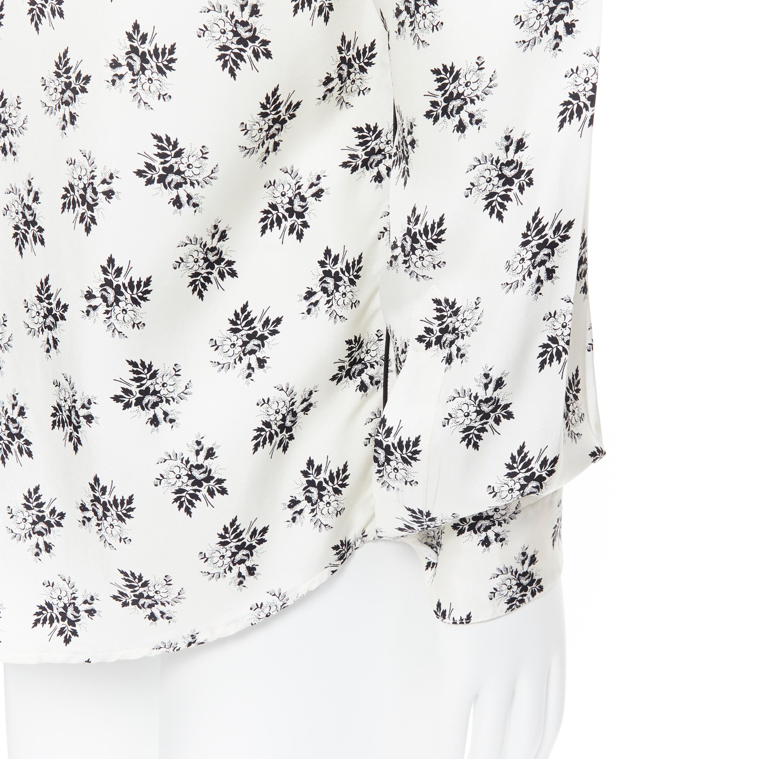 DOLCE GABBANA 100% silk white floral silk print pajama collar casual shirt IT4 M 3