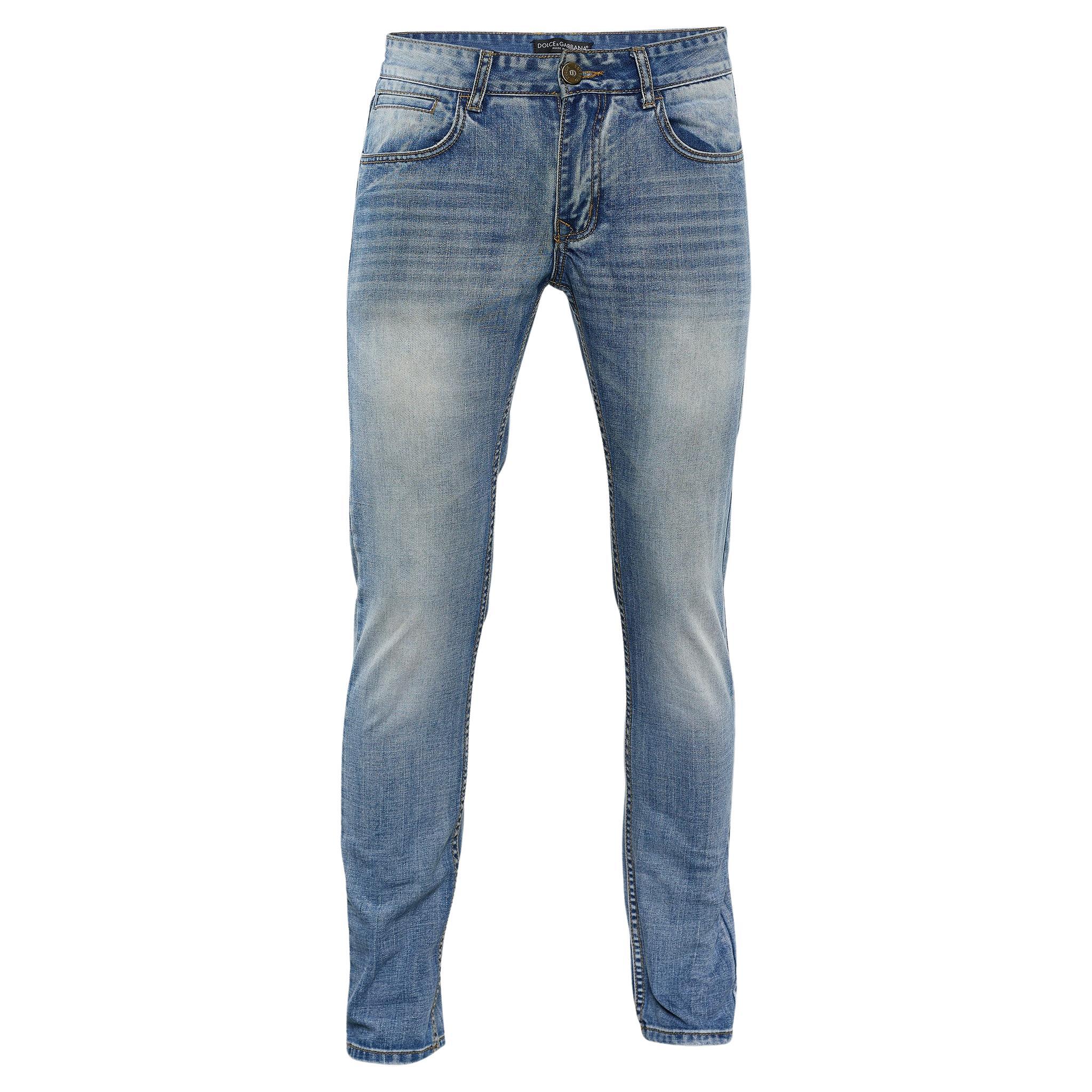 Dolce & Gabbana Blue Cotton Dress Pants