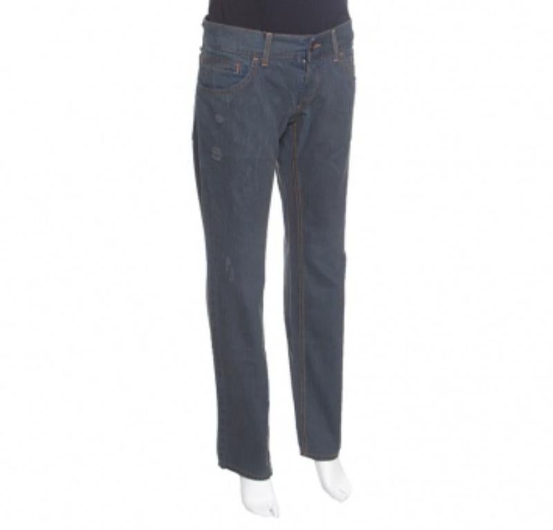Gris Dolce & Gabbana 14 Jeans en jean vieilli vert gris délavé effet délavé M en vente