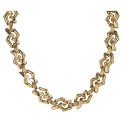 Dolce & Gabbana 14 Karat Yellow Gold Custom Crosshatch Collar Necklace