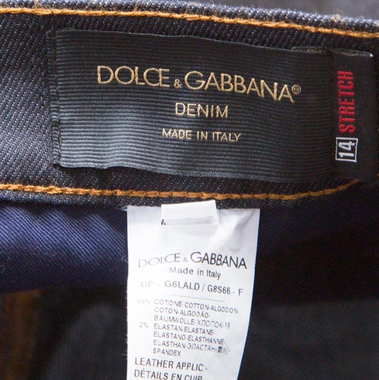 Dolce and Gabbana 14 Stretch Indigo Dark Wash Denim Low Waist Jeans 4XL For  Sale at 1stDibs