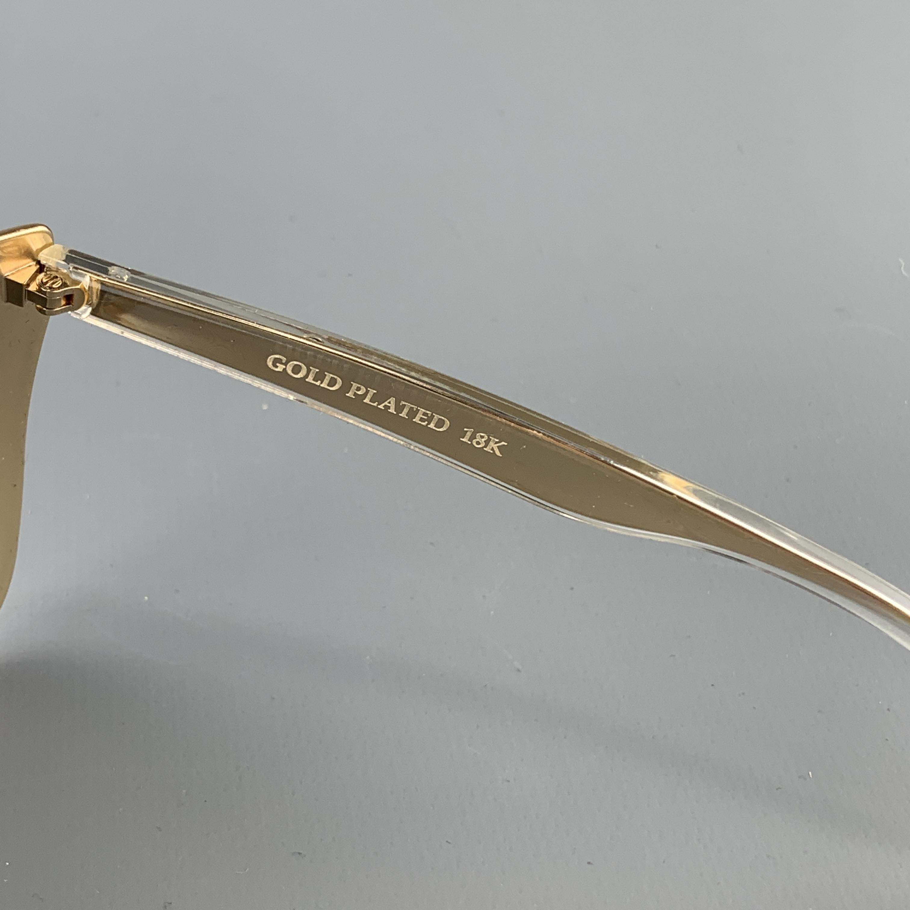 DOLCE & GABBANA 18K Gold Plated Mirrored Metal Sunglasses In Good Condition In San Francisco, CA