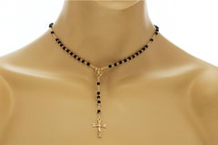 Dolce & Gabbana 18K Rose Gold Black Jades Bead Rosary Necklace