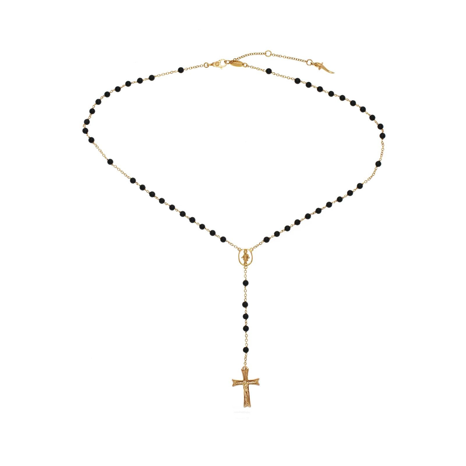 Dolce & Gabbana 18K Rose Gold Black Jades Bead Rosary Necklace