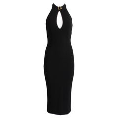 Dolce & Gabbana 1990s Black Jersey Bodycon Dress with Buckle Collar