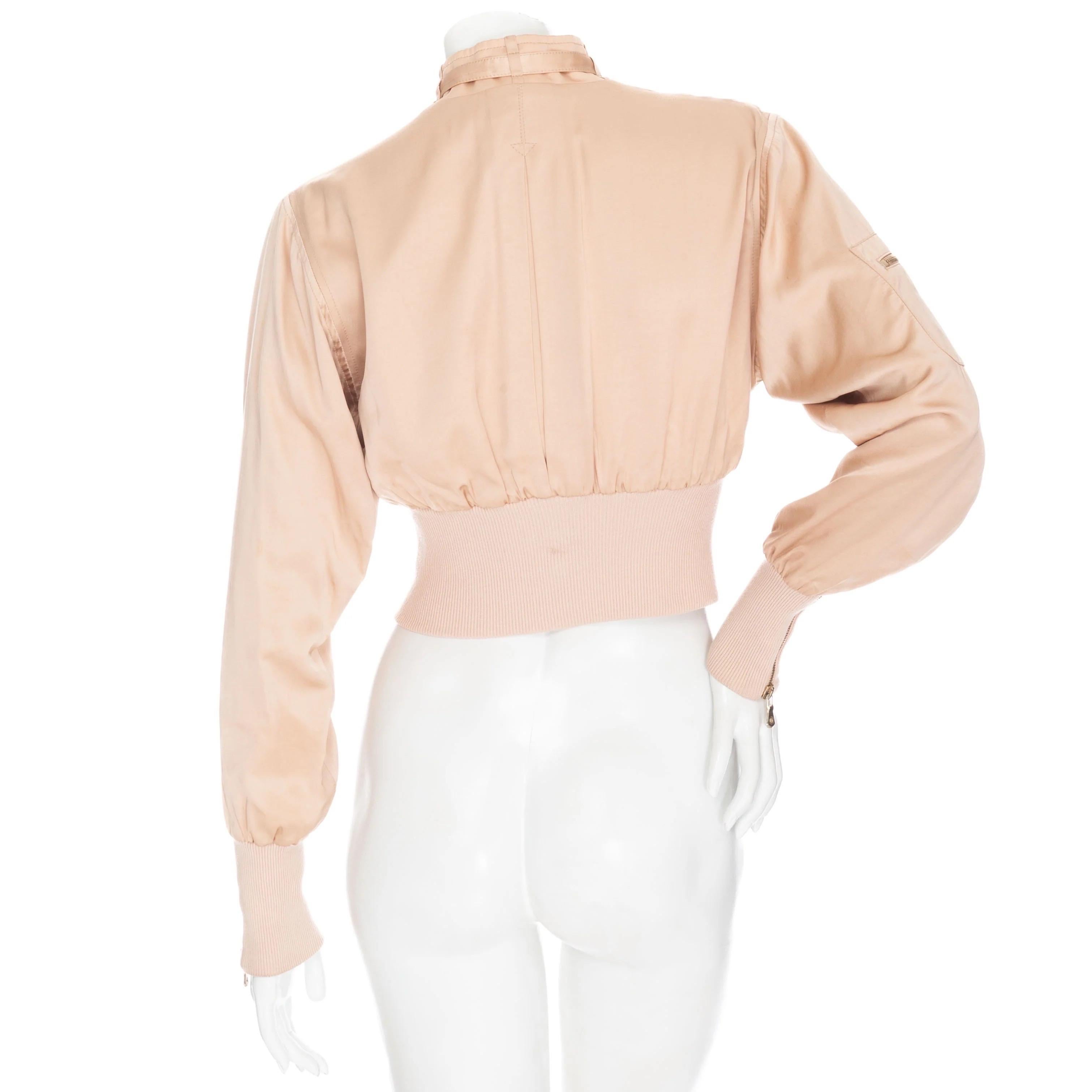 Women's Dolce & Gabbana 1990s Blush Zip Crop Bomber Jacket For Sale