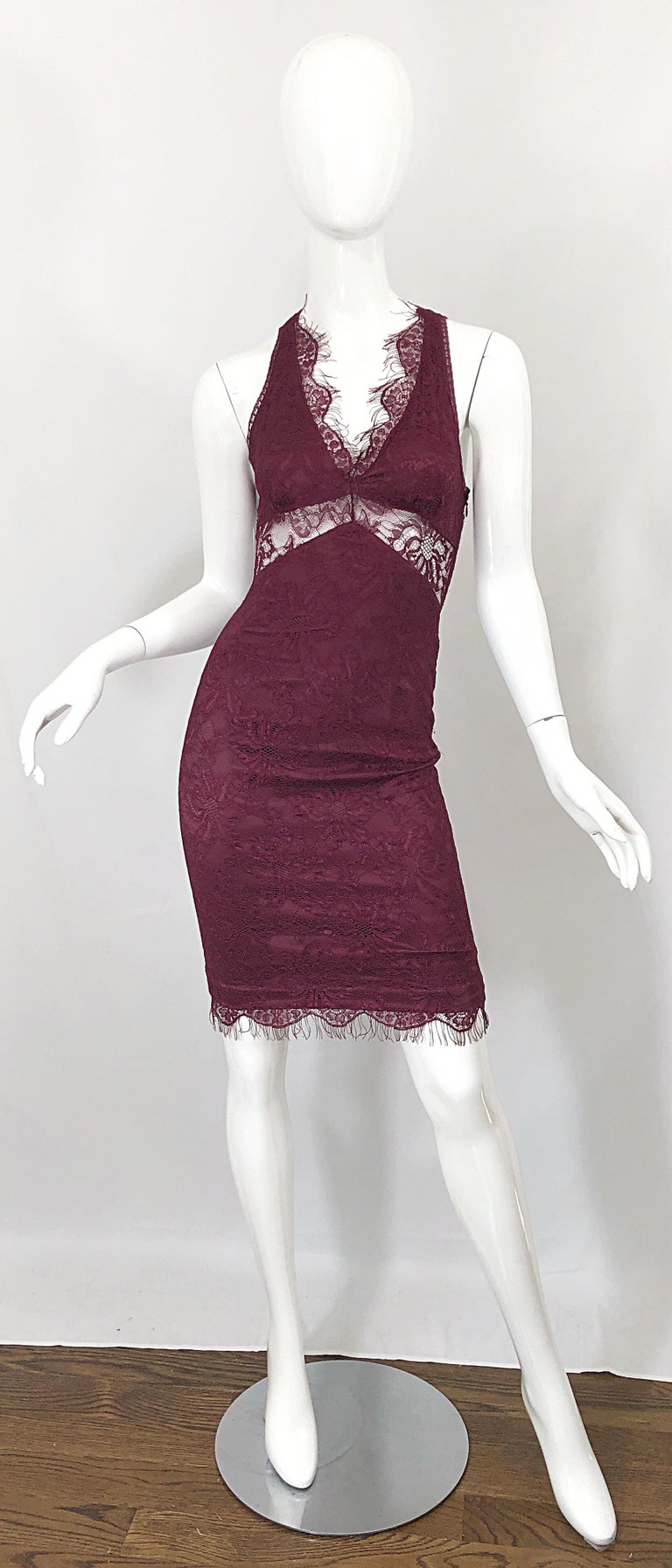 Dolce and Gabbana 1990s Burgundy Merlot Sexy Lace Bodycon Cut Out Vintage  Dress 38 at 1stDibs | merlot color fitted dress with spaghetti straps,  merlot lace dress, merlot vs maroon