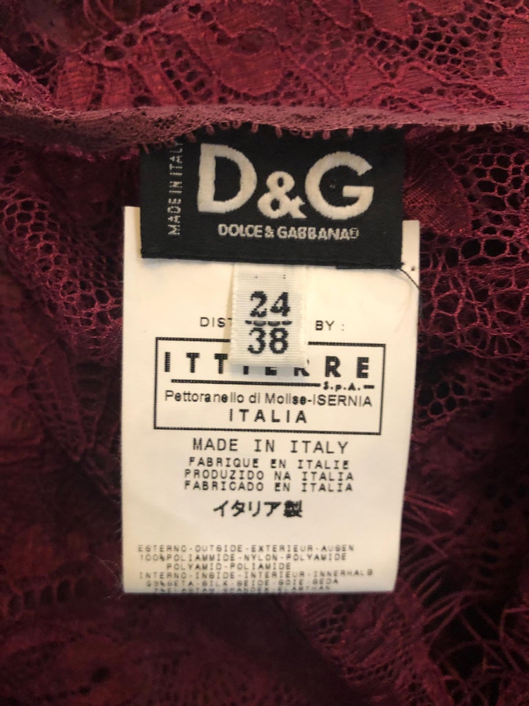 Dolce and Gabbana 1990s Burgundy Merlot Sexy Lace Bodycon Cut Out Vintage  Dress 38 at 1stDibs | merlot color fitted dress with spaghetti straps,  merlot lace dress, merlot vs maroon
