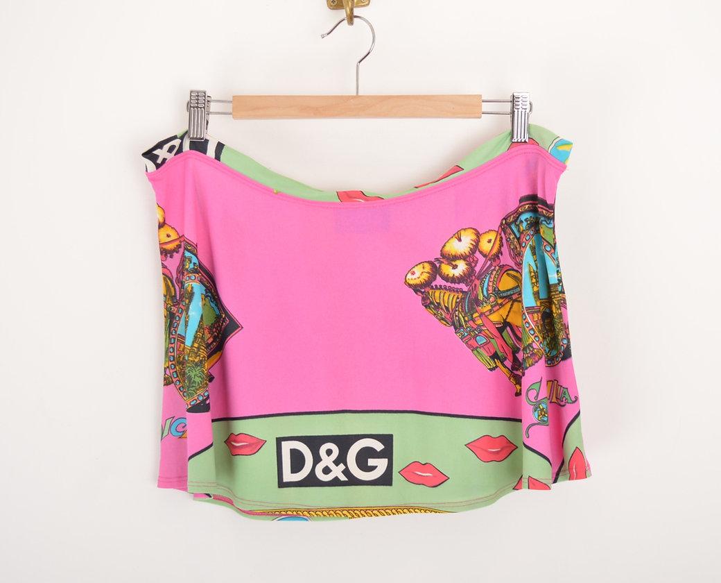 DOLCE & GABBANA 1990's COLOURFUL CRAZY LOW WAISTED MINI SKIRT In Good Condition In Sheffield, GB