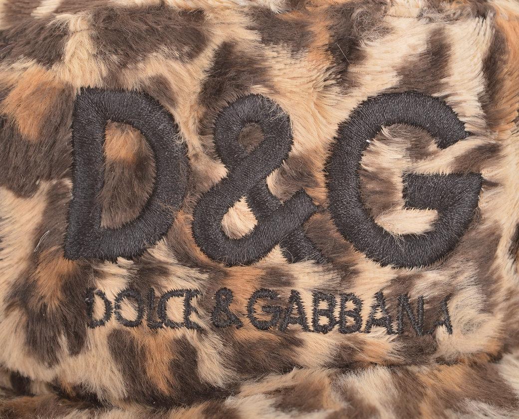 DOLCE &GABBANA 1990's LEOPARD PRINT FAUX FUR CAP In Excellent Condition In Sheffield, GB