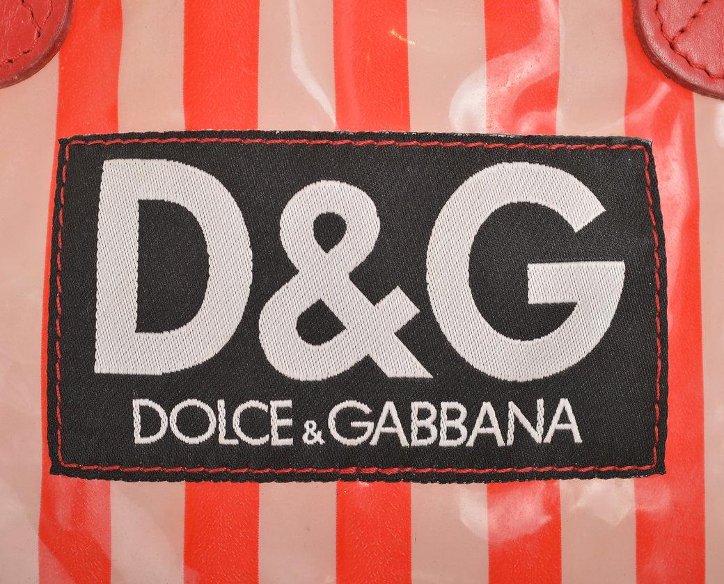 Rouge Mini sac fourre-tout Dolce & Gabbana en vinyle à rayures rouges transparentes, années 1990 en vente