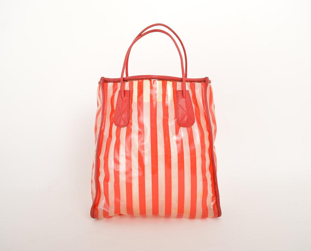 Women's or Men's Dolce & Gabbana 1990'S Transparent Red Striped Vinyl Mini Tote bag For Sale