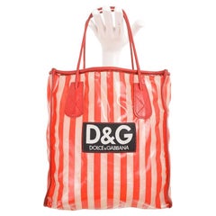 Dolce & Gabbana 1990'S Transparent Red Striped Vinyl Mini Tote bag