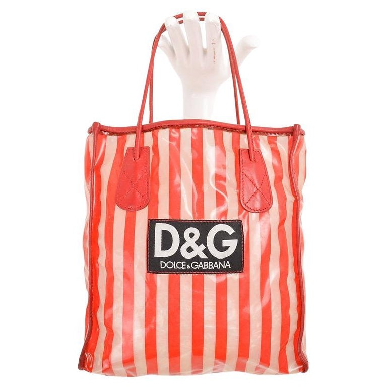 Dolce and Gabbana Red White Gold Cotton Floral Geranium Capri Tote Bag  Handbag DG at 1stDibs