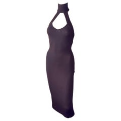 Dolce & Gabbana 1990's Vintage Bodycon Mock Halterneck Cutout Midi Dress
