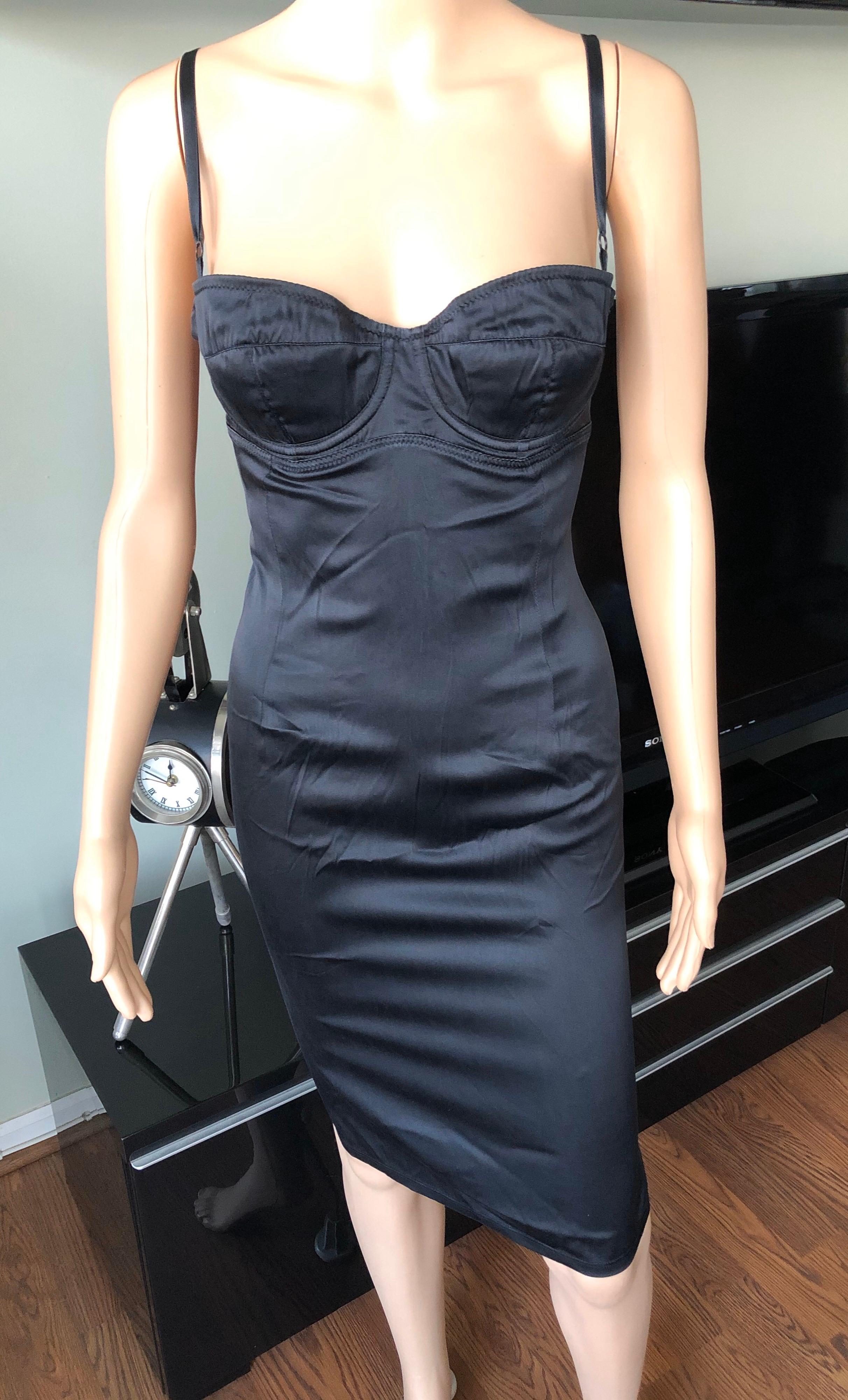 Dolce & Gabbana 1990's Vintage Bodycon Silk Black Dress In Good Condition In Naples, FL