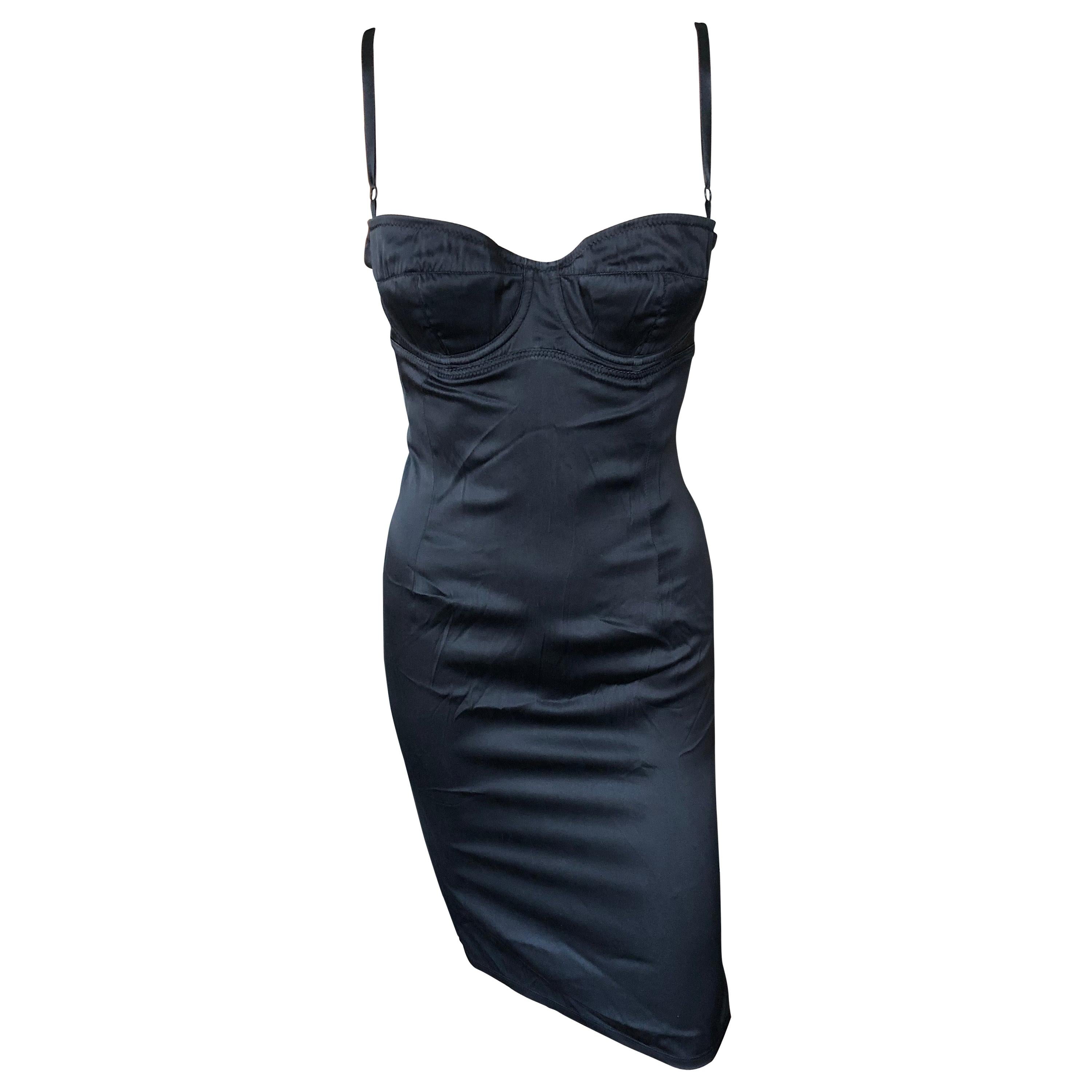 Dolce & Gabbana 1990's Vintage Bodycon Silk Black Dress