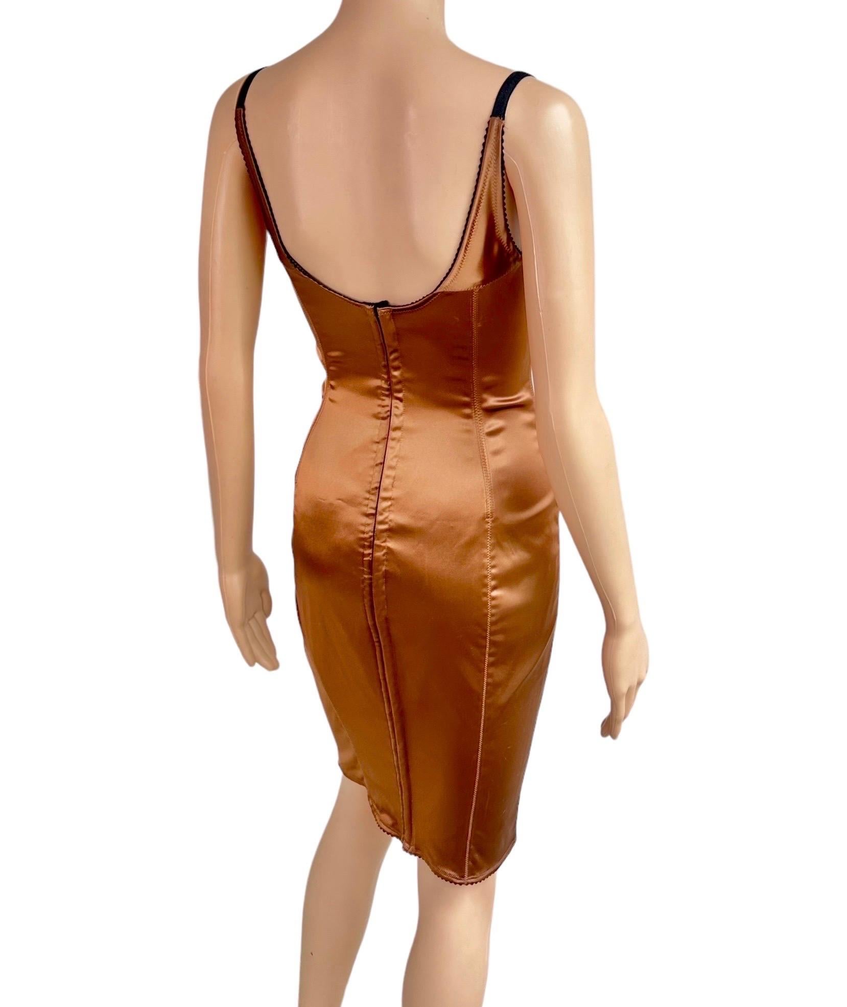 Dolce & Gabbana 1990's Vintage Bustier Metallic Bodycon Midi Dress For Sale 5