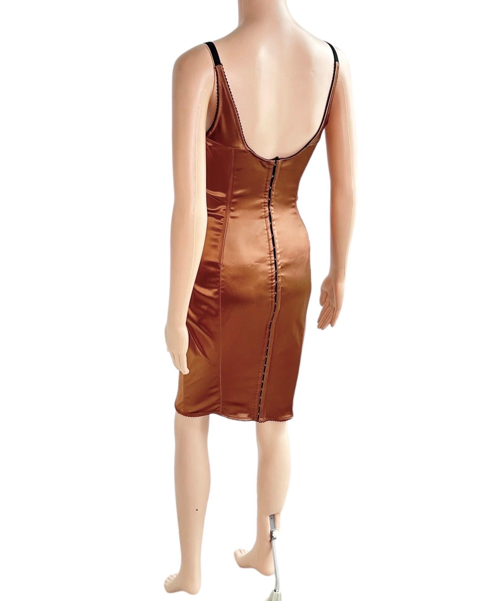 Dolce & Gabbana 1990's Vintage Bustier Metallic Bodycon Midi Dress For Sale 8