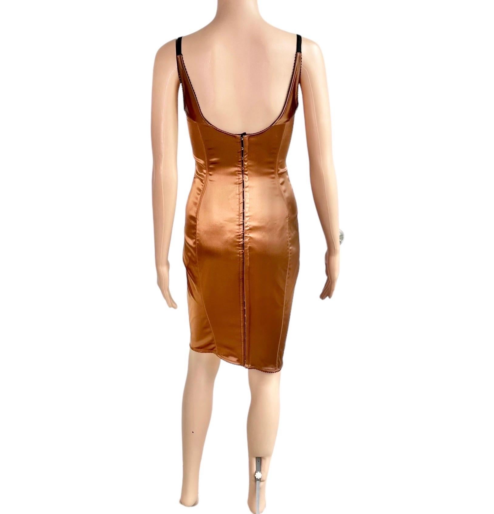 Dolce & Gabbana 1990's Vintage Bustier Metallic Bodycon Midi Dress For Sale 9
