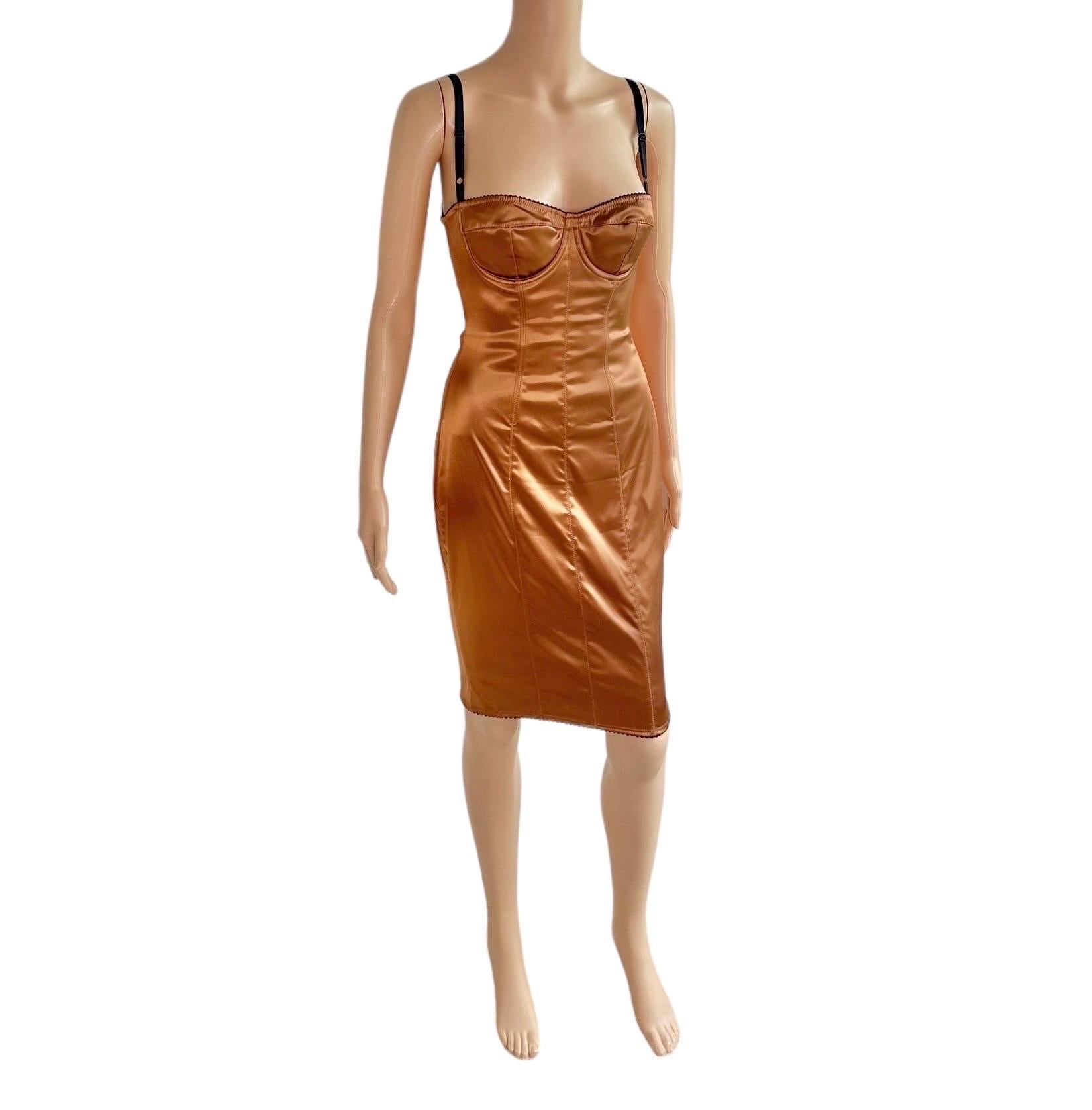 Dolce & Gabbana 1990's Vintage Bustier Metallic Bodycon Midi Dress For Sale 10