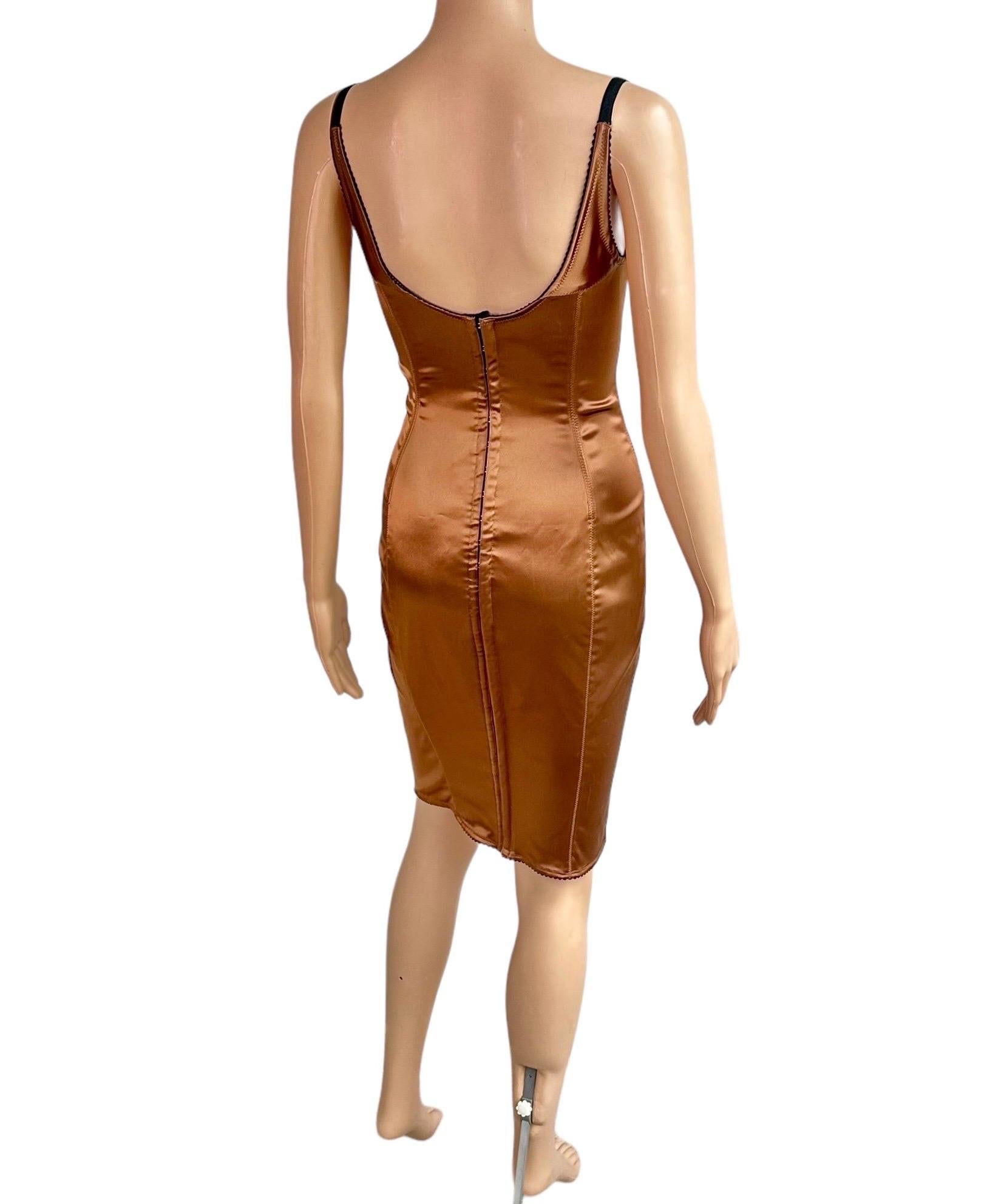 Dolce & Gabbana 1990's Vintage Bustier Metallic Bodycon Midi Dress For Sale 11