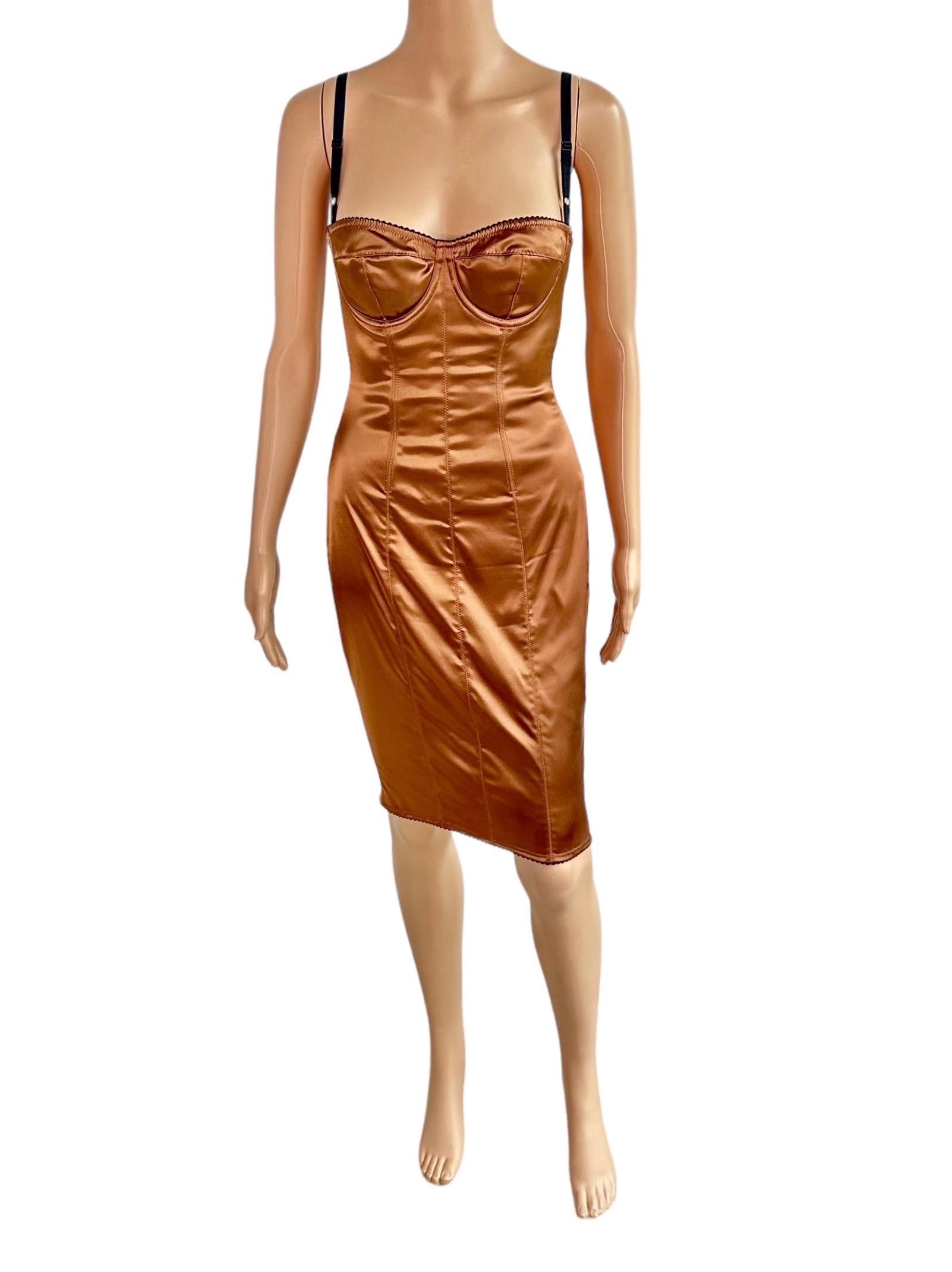 Dolce & Gabbana 1990's Vintage Bustier Metallic Bodycon Midi Dress For Sale 12