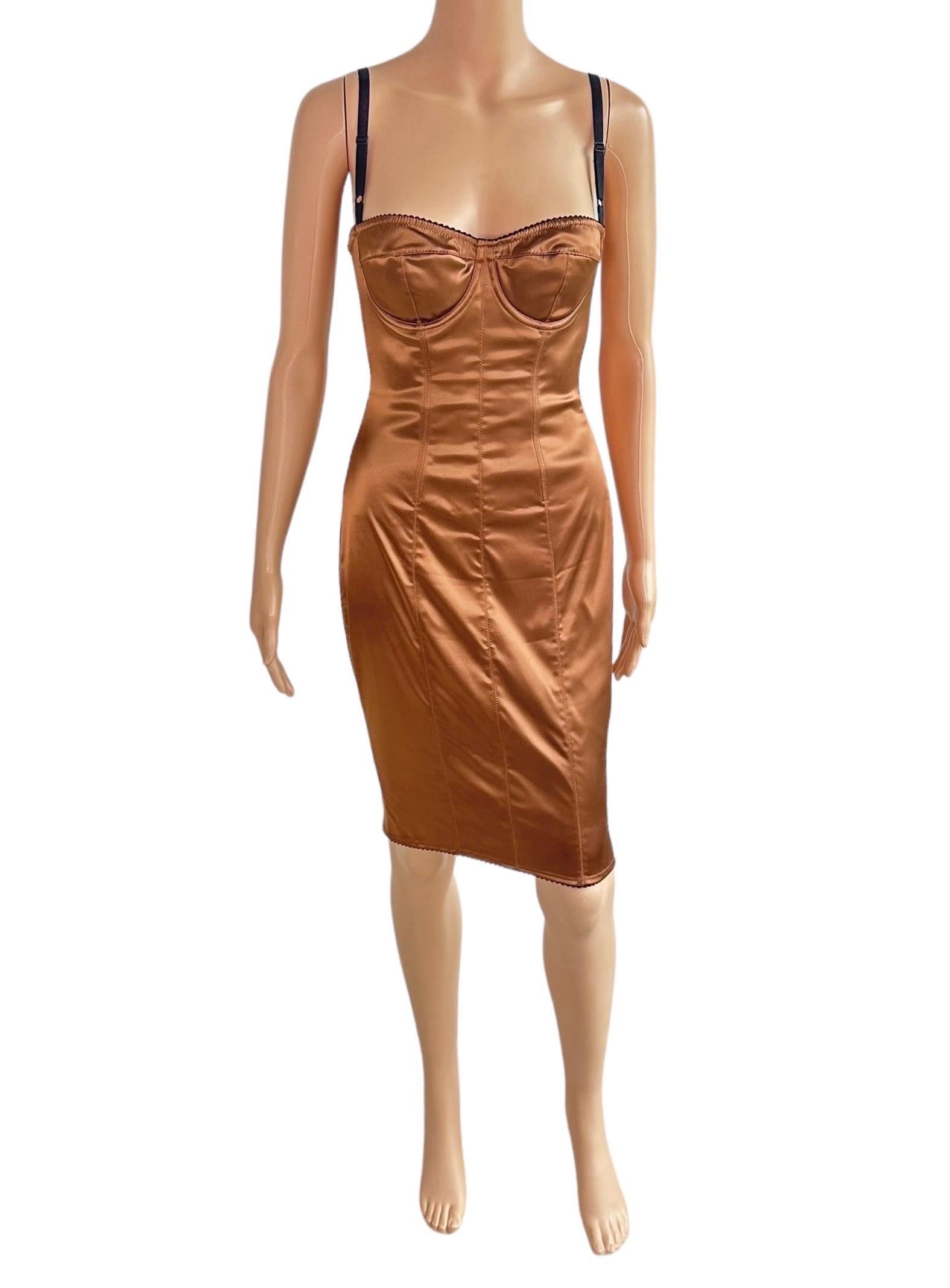 Dolce & Gabbana 1990's Vintage Bustier Metallic Bodycon Midi Dress For Sale 13