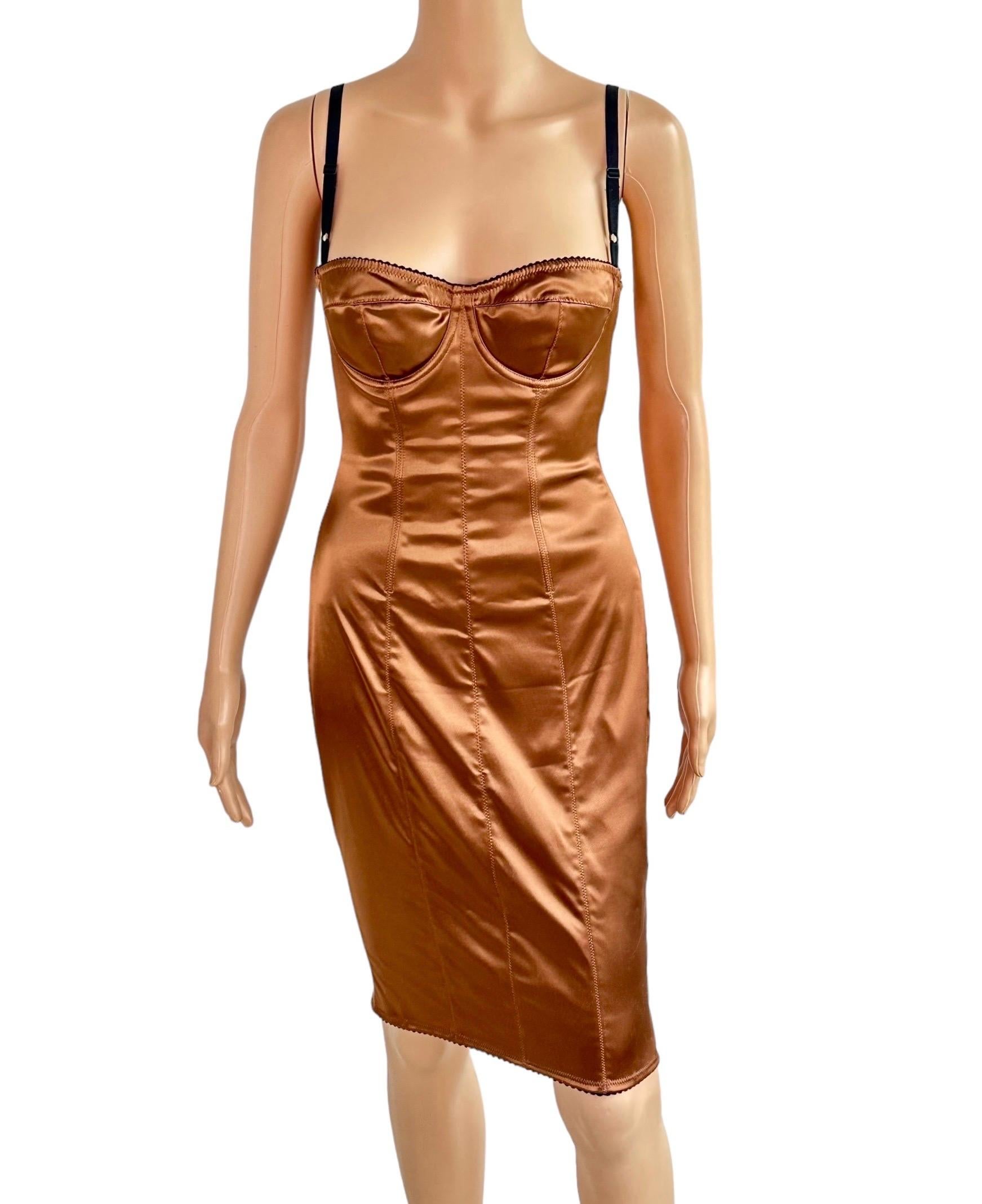 Women's Dolce & Gabbana 1990's Vintage Bustier Metallic Bodycon Midi Dress For Sale