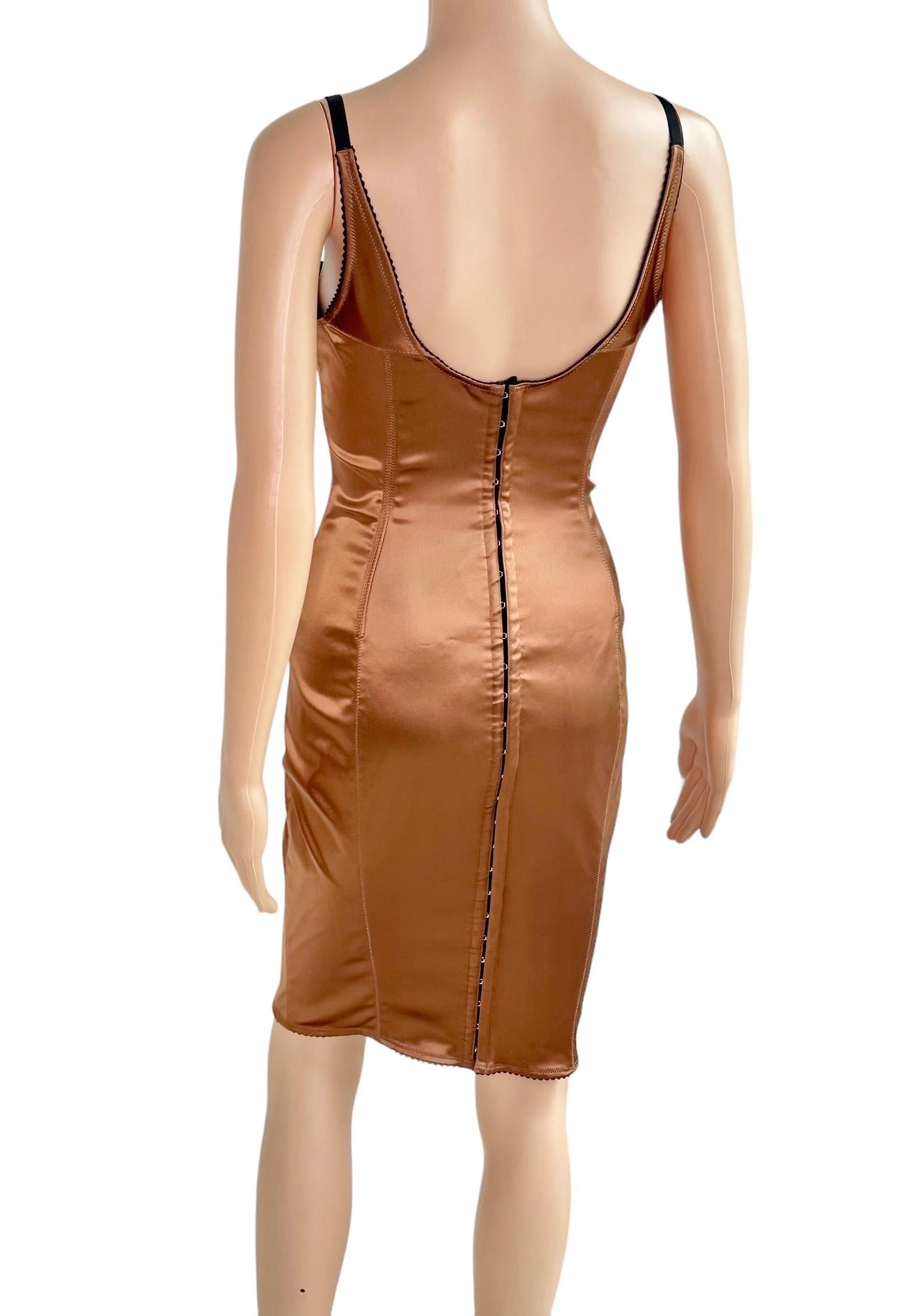 Dolce & Gabbana 1990's Vintage Bustier Metallic Bodycon Midi Dress For Sale 1