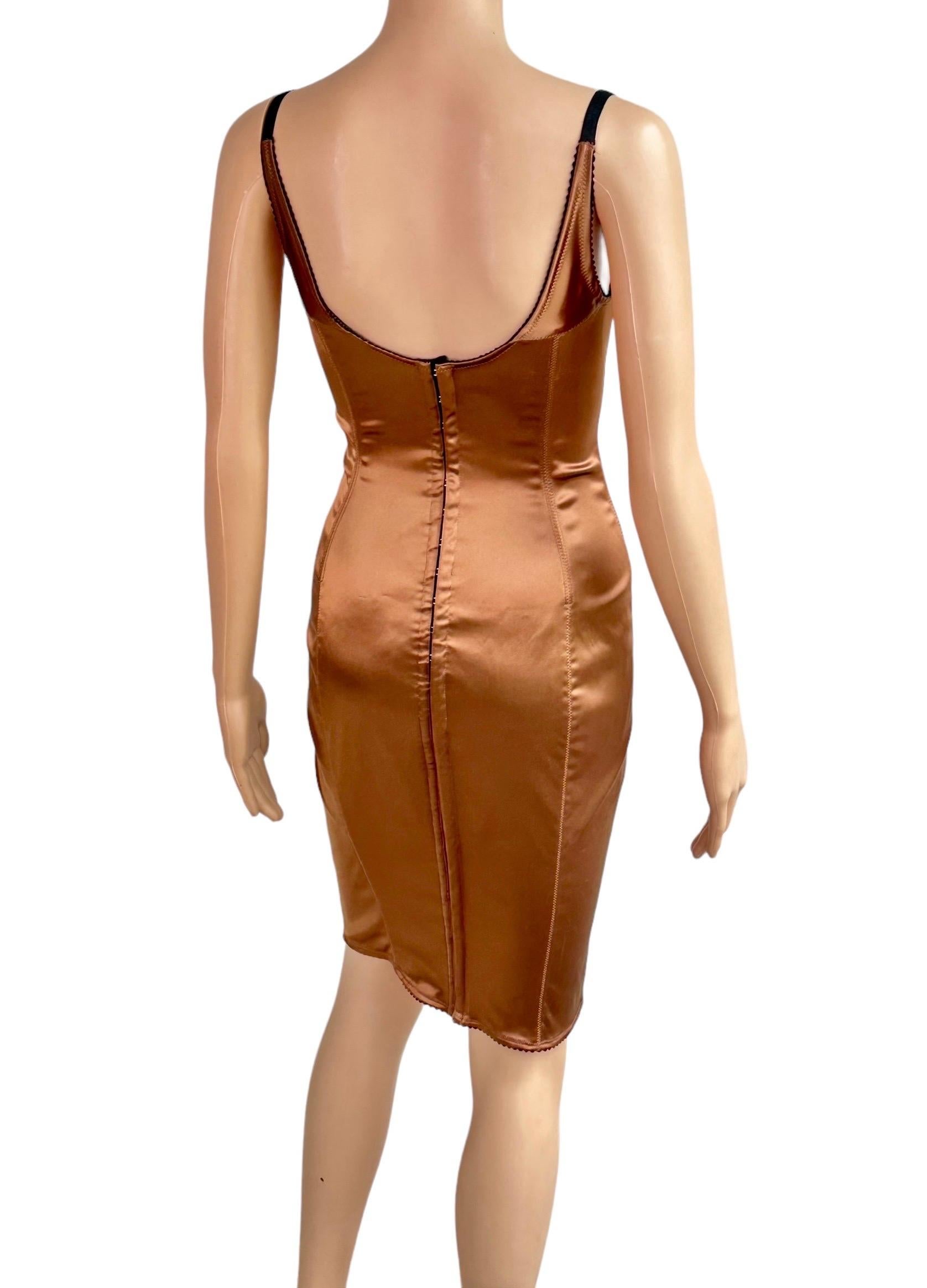 Dolce & Gabbana 1990's Vintage Bustier Metallic Bodycon Midi Dress For Sale 3
