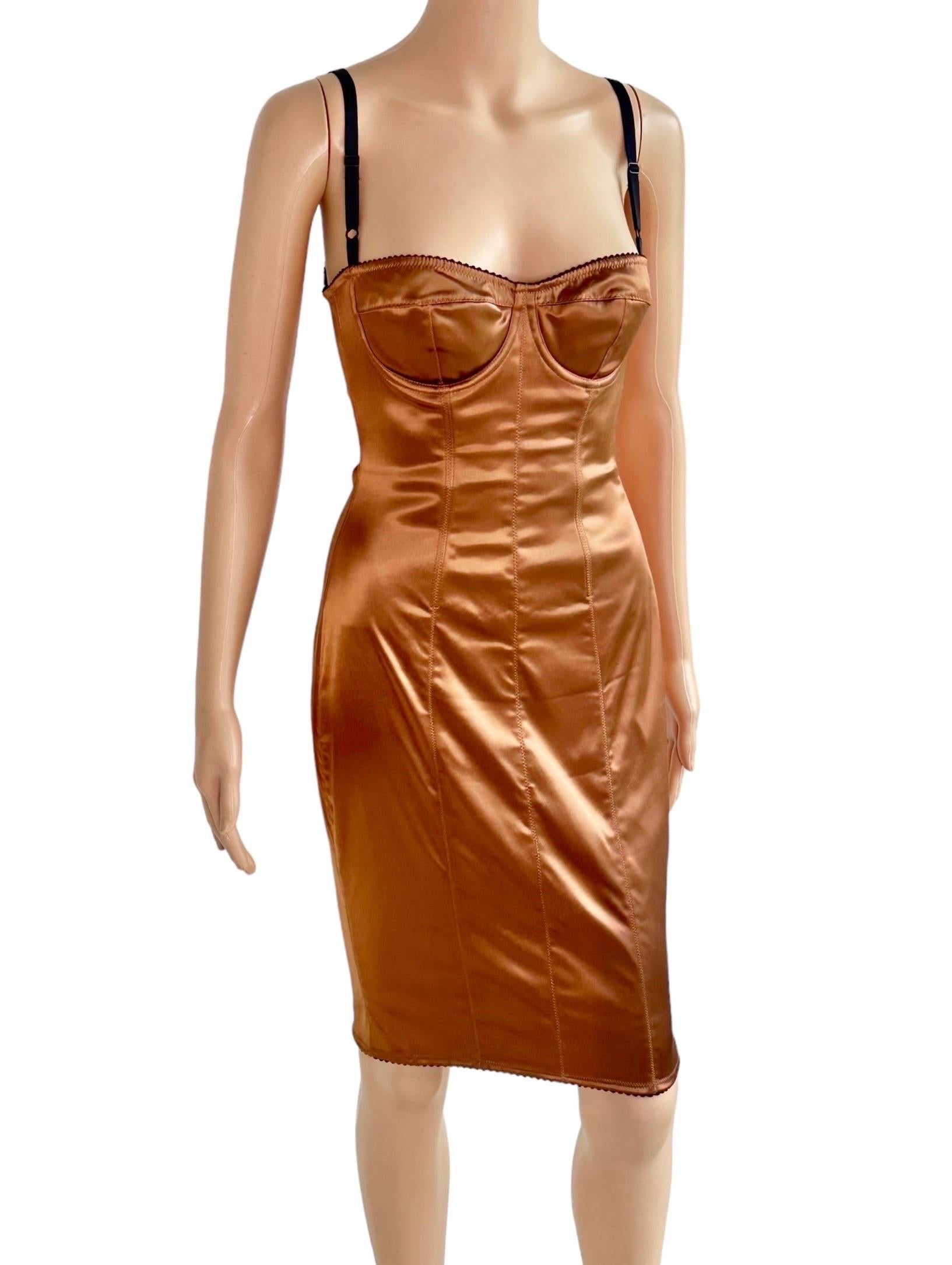 Dolce & Gabbana 1990's Vintage Bustier Metallic Bodycon Midi Dress For Sale 4
