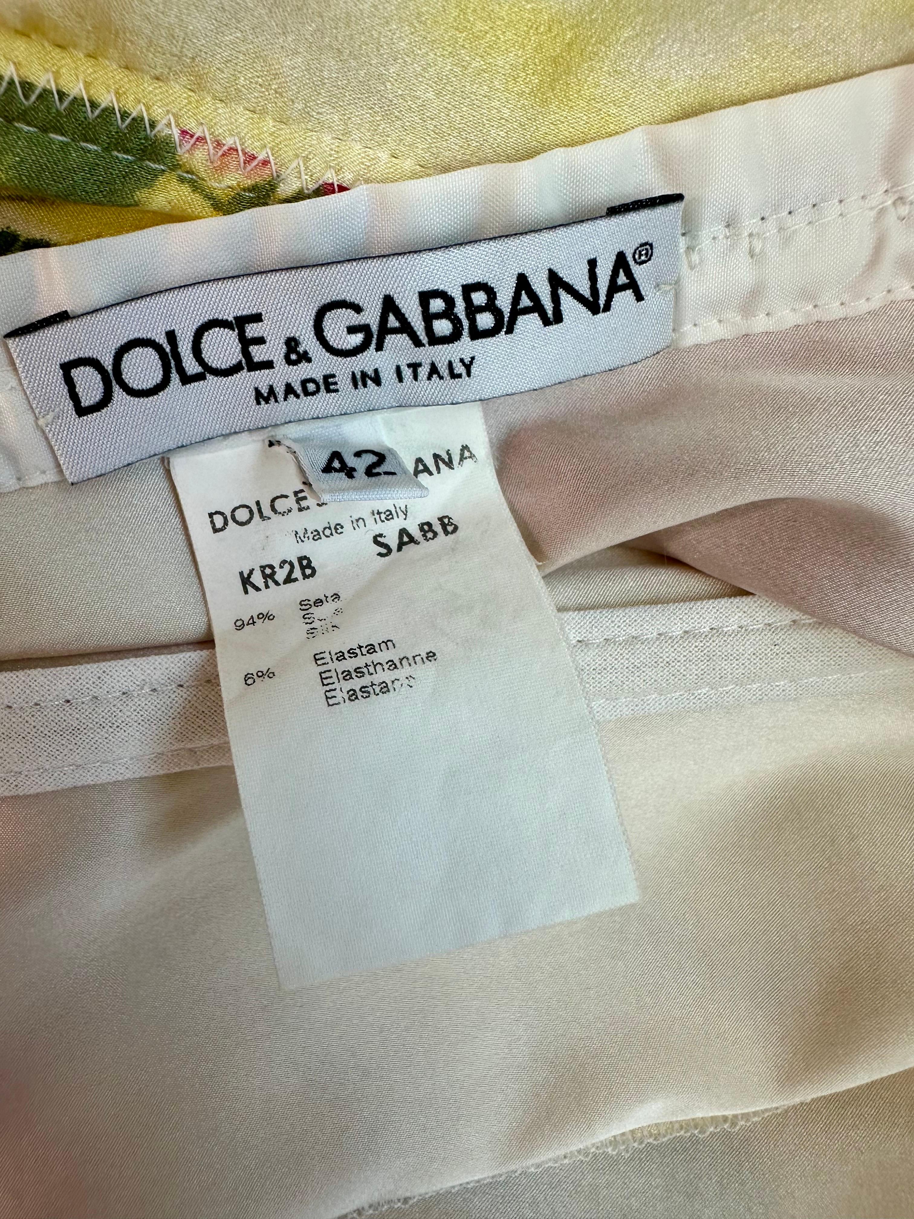Dolce & Gabbana 1990's Vintage Bustier Silk Floral Print Bodycon Midi Dress 12