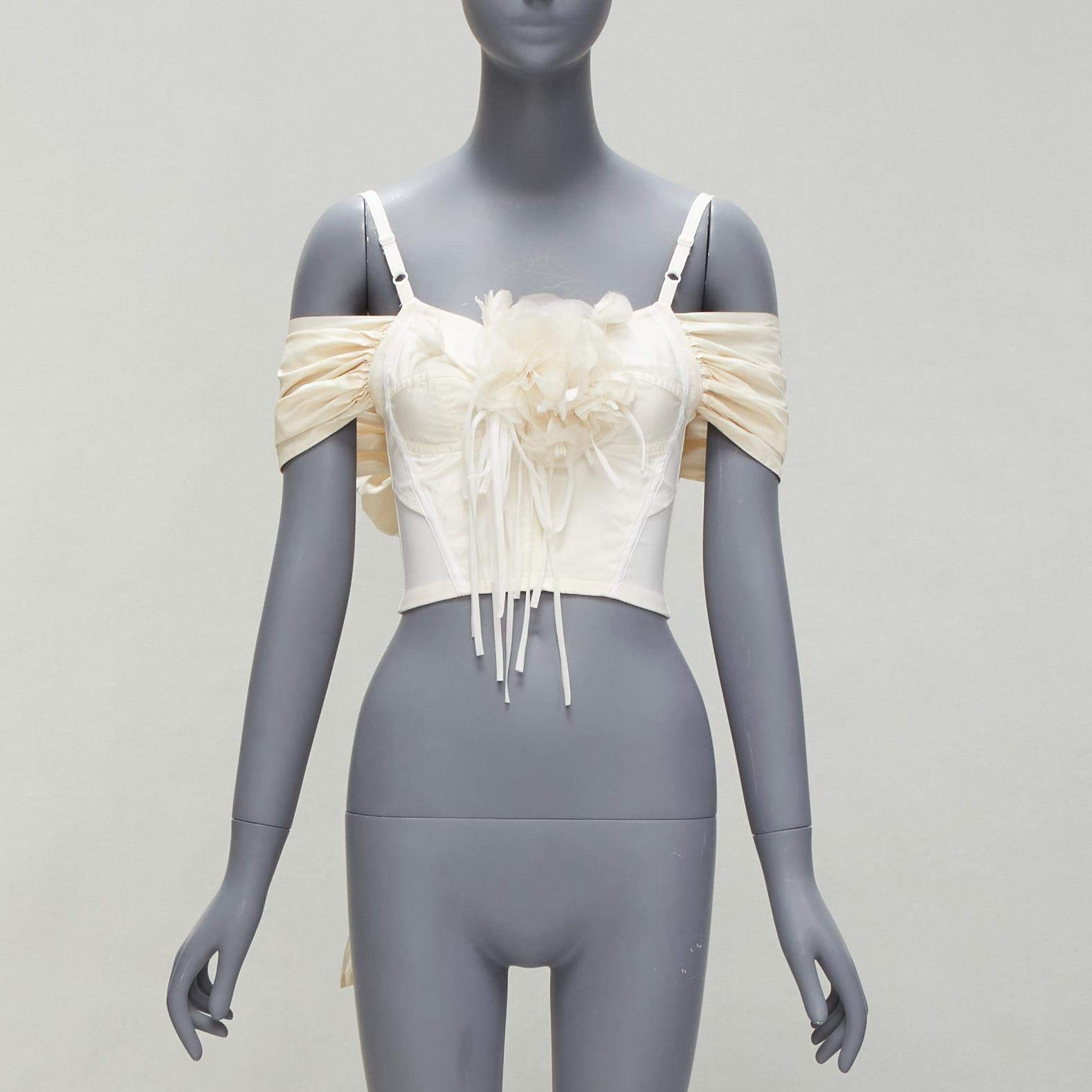 DOLCE GABBANA 1990s Vintage corset bustier tulle skirt 2 piece bridal dress IT38 For Sale 15