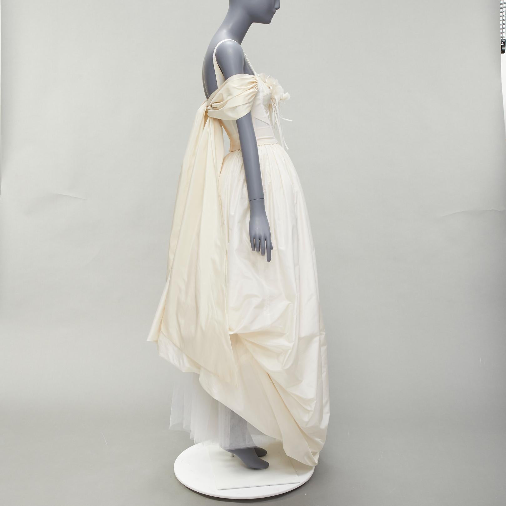 Gray DOLCE GABBANA 1990s Vintage corset bustier tulle skirt 2 piece bridal dress IT38 For Sale